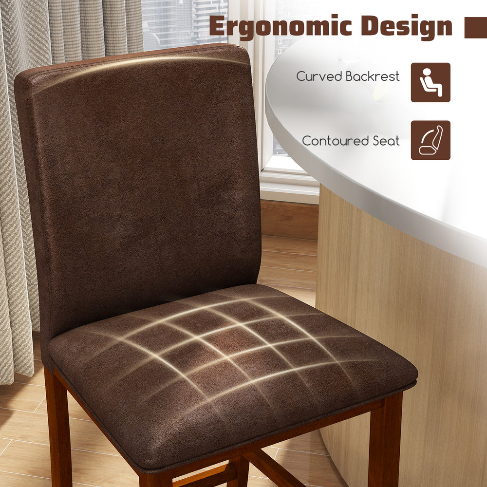 Counter barstool with upholstered seat and curved backrest, featuring rubberwood legs for ergonomic comfort in walnut.