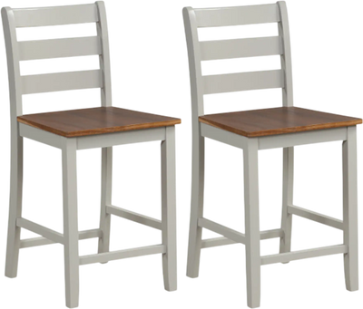 Costway Set of 2 Counter Height Bar Stools with Backrest Footrest 35791684 New