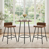 Set of 2 Counter Height Bar Stool with Low Back Metal Legs and Footrest for Kitchen Island-Brown - Gallery View 1 of 8