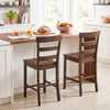 Brown counter height bar stool featuring a stylish wood grain design and comfortable footrest, perfect for home dining.