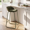 Set of 2 Counter Height Bar Stools with Curved Backrest and Metal Frame for Kitchen Dining-Green - Gallery View 1 of 10
