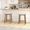 Set of 2 dining bar stools with seaweed woven seats and acacia wood frames, perfect for kitchen or dining room use.