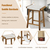 Saddle bar stool with seaweed woven seat and acacia wood frame, perfect for kitchen or dining room use.