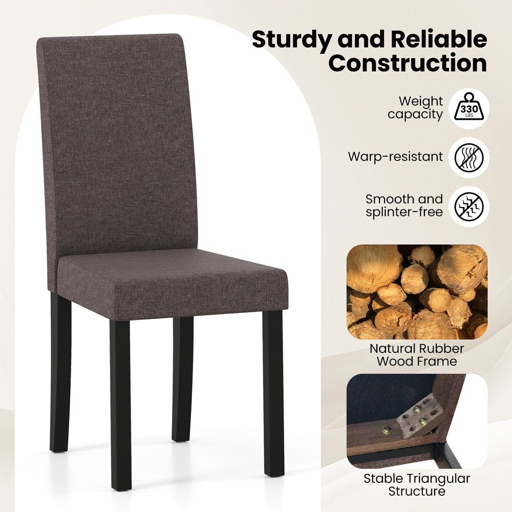 Brown mid-century modern dining chair with rubber wood frame, smooth upholstery, and 330 lbs capacity for elegant.