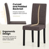 Side view of a brown dining chair with a curved padded backrest, featuring ergonomic design for comfort and support.