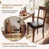 Walnut dining chair with elegant hollow backrest and padded faux leather seat, perfect for comfortable dining.
