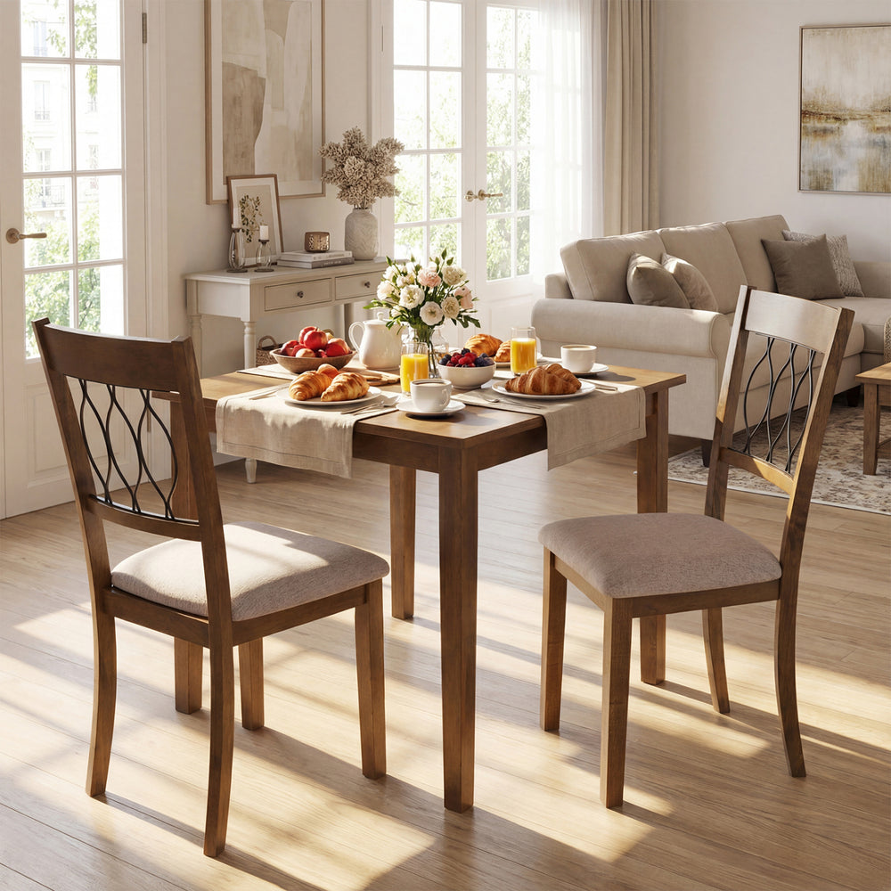 Set of 2 Dining Chair Fabric/Faux Leather Upholstered with Padded Seat-Rustic Brown - Gallery View 1 of 9