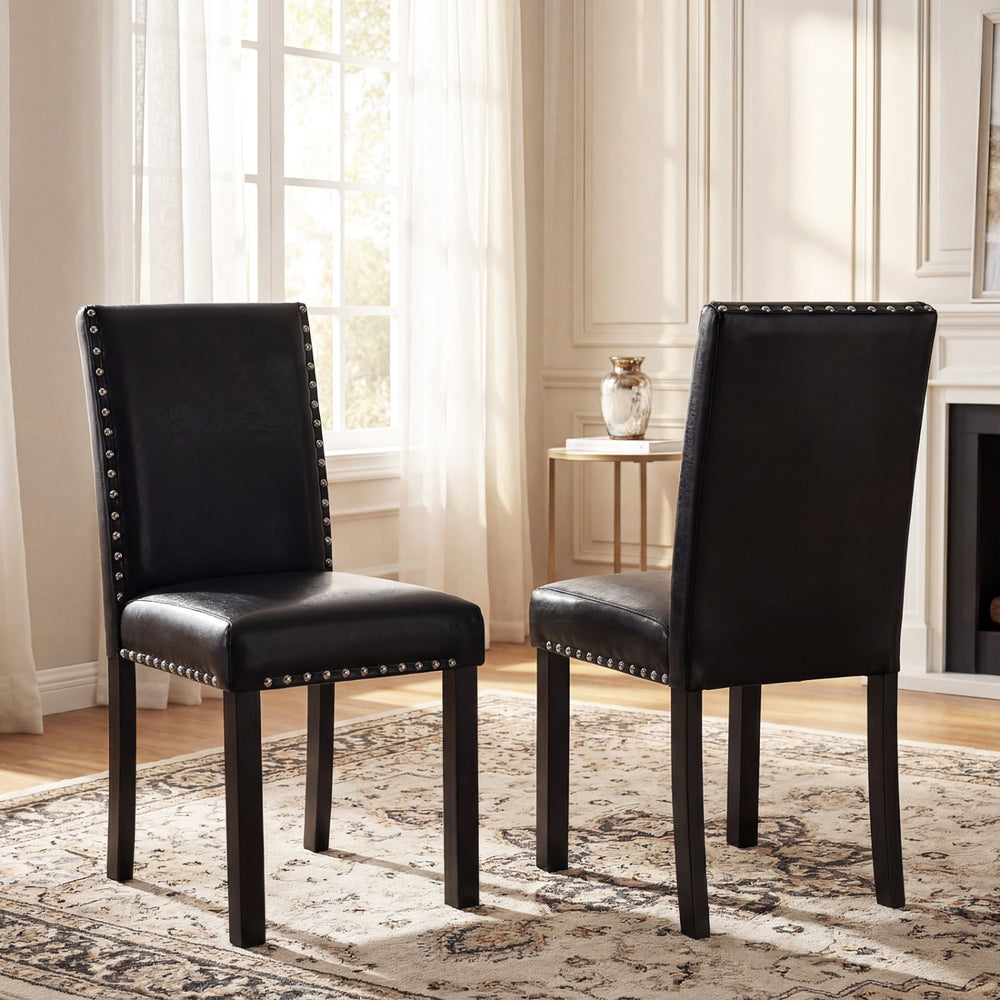 Set of 2 Dining Chairs with Solid Rubber and Wood Legs - Gallery View 1 of 10