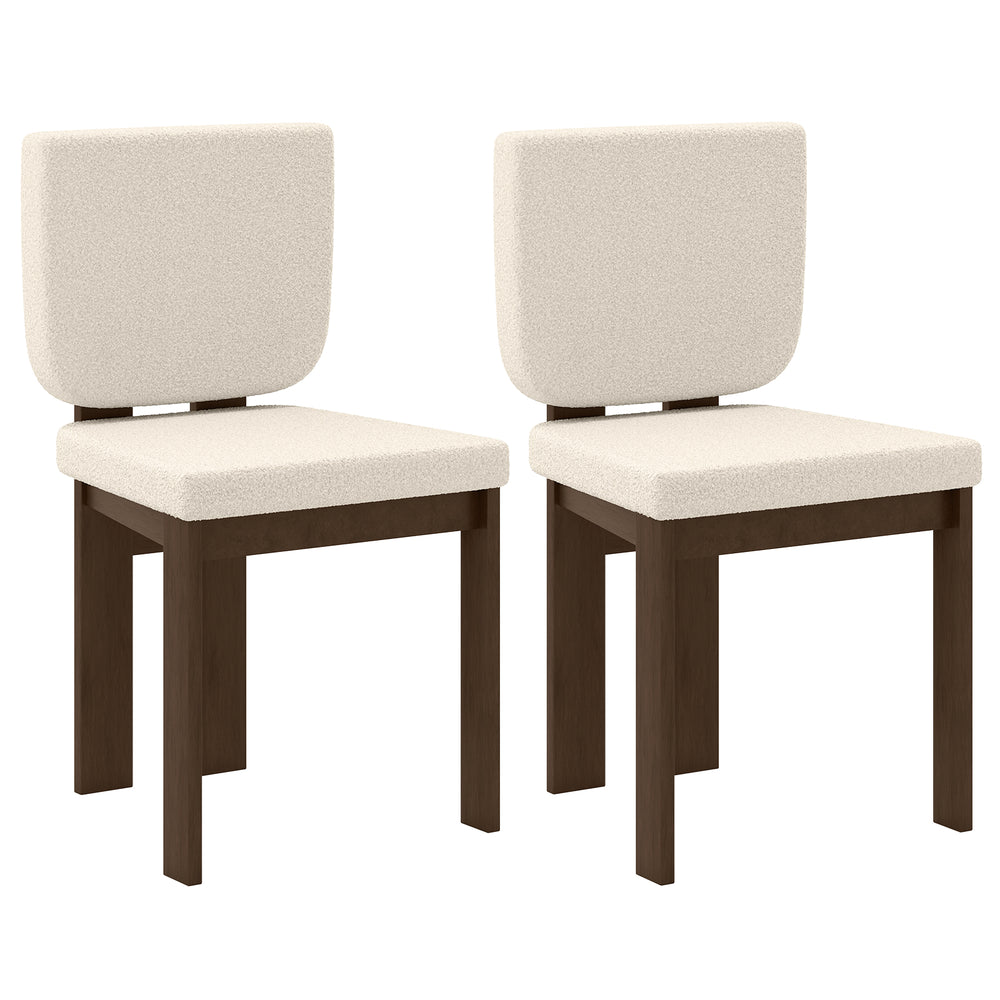 Set of 2 wooden dining chairs with rubber wood legs and plush sherpa fabric, perfect for home or office use.