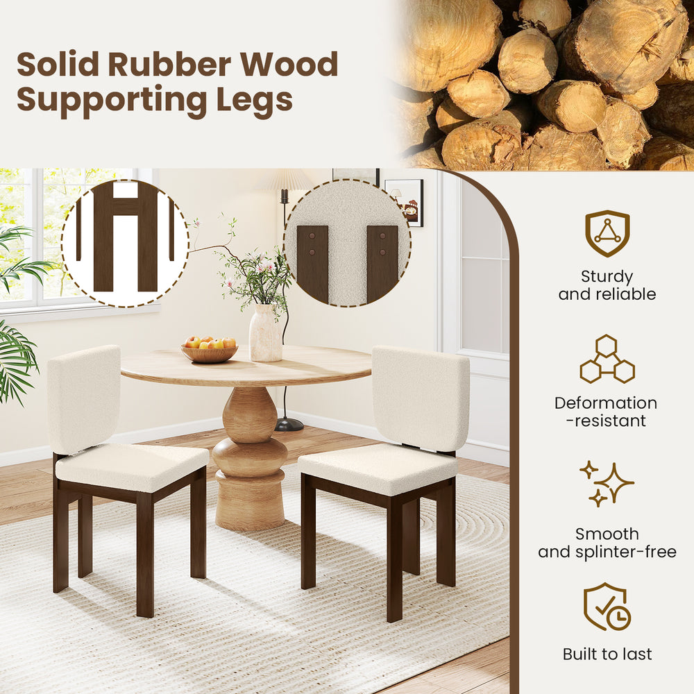 Wooden dining chair set of 2 with rubber wood legs, featuring plush sherpa fabric for cozy seating in any home.
