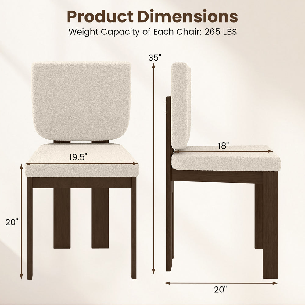 Wooden dining chair dimensions with rubber wood legs, featuring plush sherpa fabric for comfort in home or office.