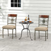 Set of 2 armless dining chairs with brown seat cushions, featuring a vintage pattern for stylish indoor or outdoor use.