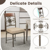 Armless dining chair with curved high back, vintage pattern, and cushioned seat for comfort in dining or kitchen.