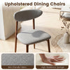 Gray upholstered dining chair with a curved back, padded seat, and solid rubber wood legs for modern farmhouse dining.