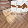 Set of 2 waterproof vinyl floor tiles in brown, featuring customizable 1/3 step, offset, and herringbone patterns.