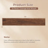 Brown vinyl plank flooring sample showing dimensions of 36" x 6" for waterproof, scratch-resistant installation.