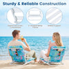 Set of 2 folding beach chairs with sponge padded seats, U-shaped metal frame, perfect for camping and beach days.