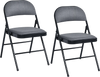 Set of 2 folding chairs with upholstered seats and fabric backrests, ideal for dining or meetings, featuring a durable.