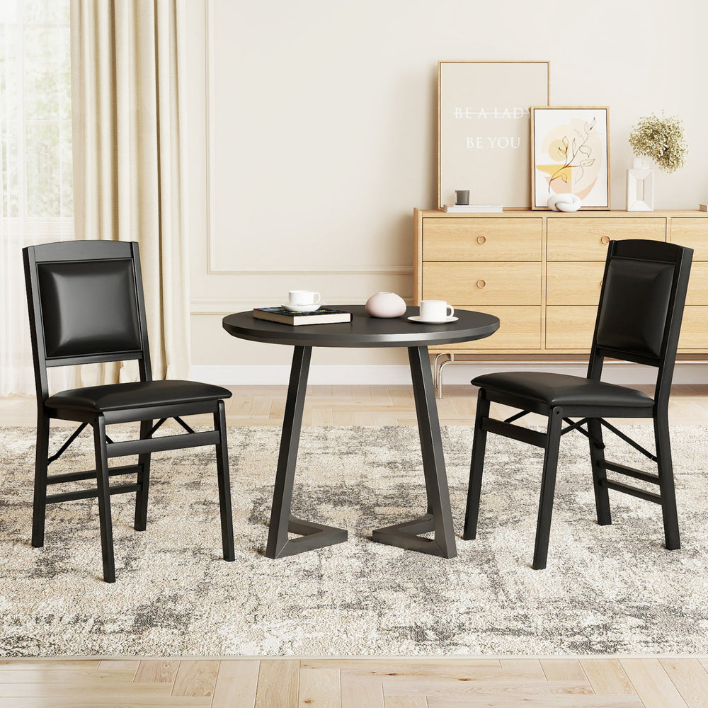 Set of 2 Folding Dining Chairs with Padded Seat and High Backrest-Black - Gallery View 1 of 8