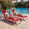 Set of 2 Folding Face Down Tanning Chair with Face Hole 3 Removable Pillows-Red - Gallery View 1 of 9