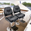 Set of 2 Folding Low Back Fishing Boat Seats with Stainless Steel Screws-Black - Gallery View 1 of 11