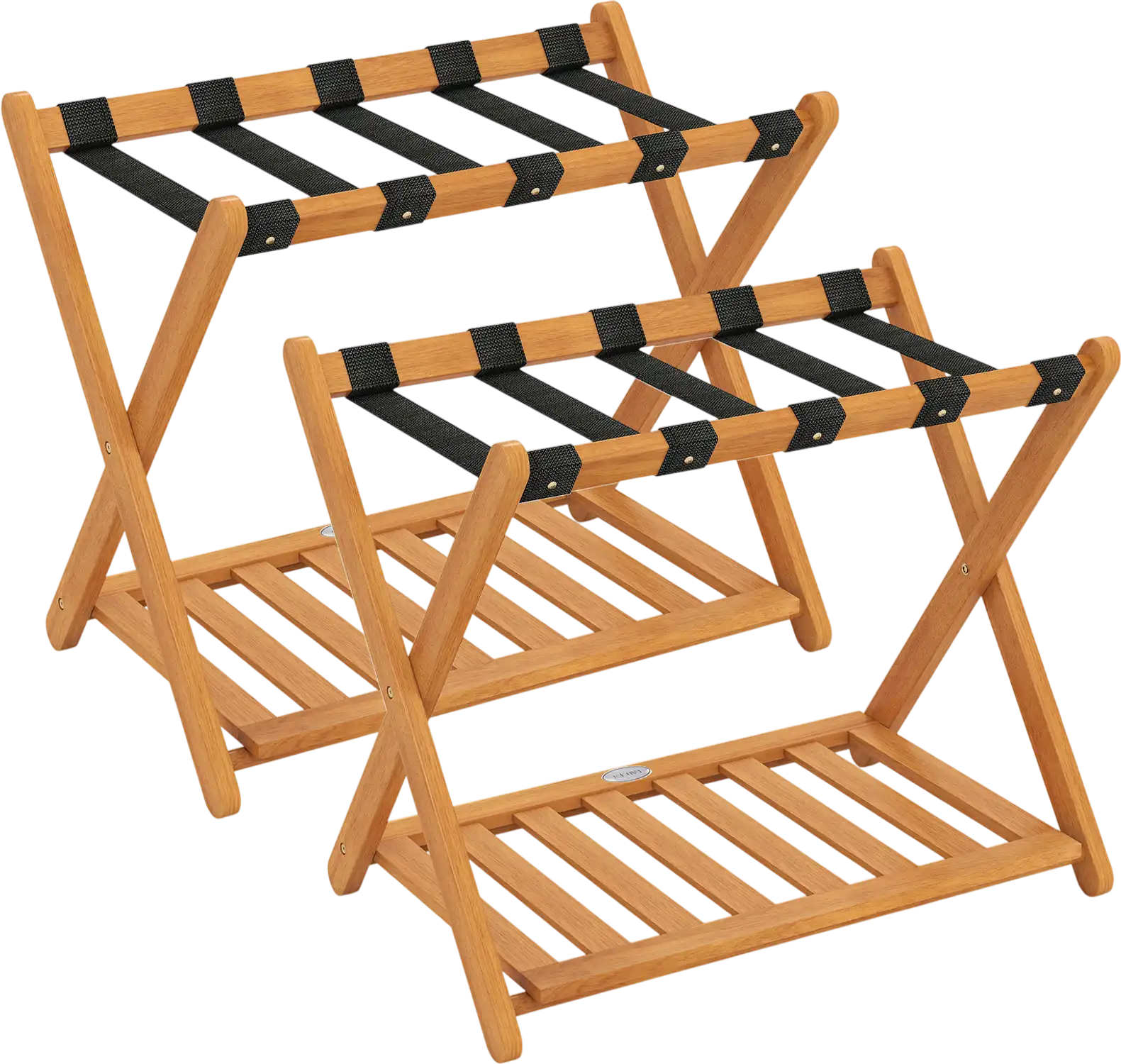 Costway Set of 2 Folding Luggage Racks w/ Shelf 36352466 New
