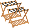 Set of 2 Folding Luggage Racks with 5 Nylon Straps and Slatted Storage Shelf