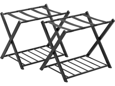 Costway Set of 2 Folding Metal Luggage Rack Suitcase Shoe Cabinet 35497186 New