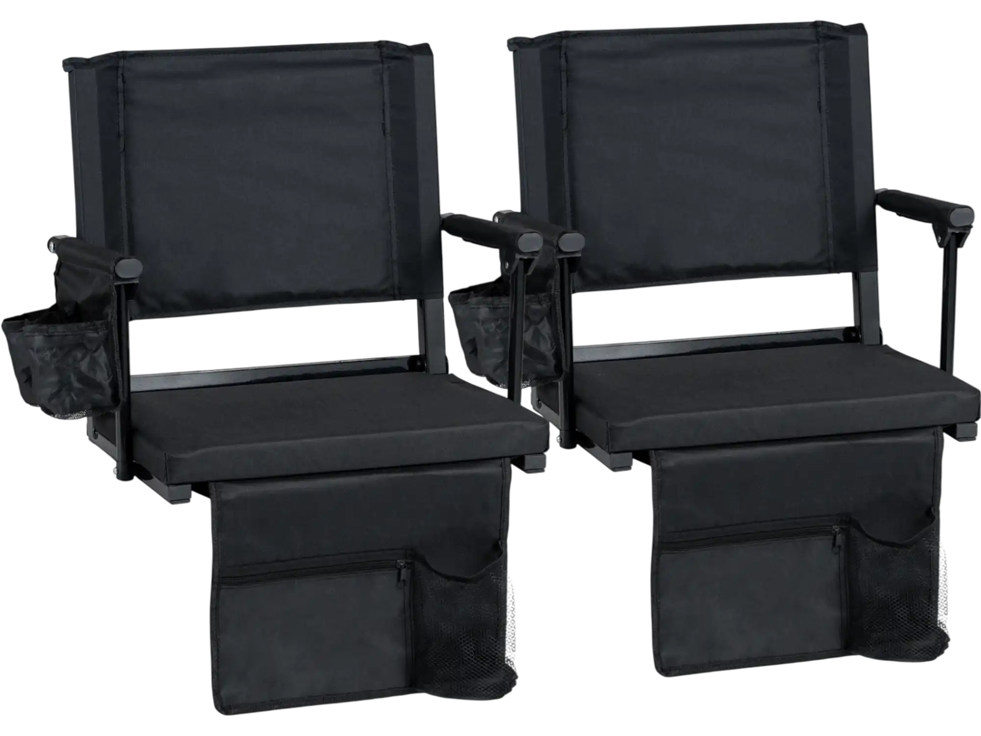 Costway Set of 2 Folding Stadium Seats with Cup Holders & Pockets 26374519 New
