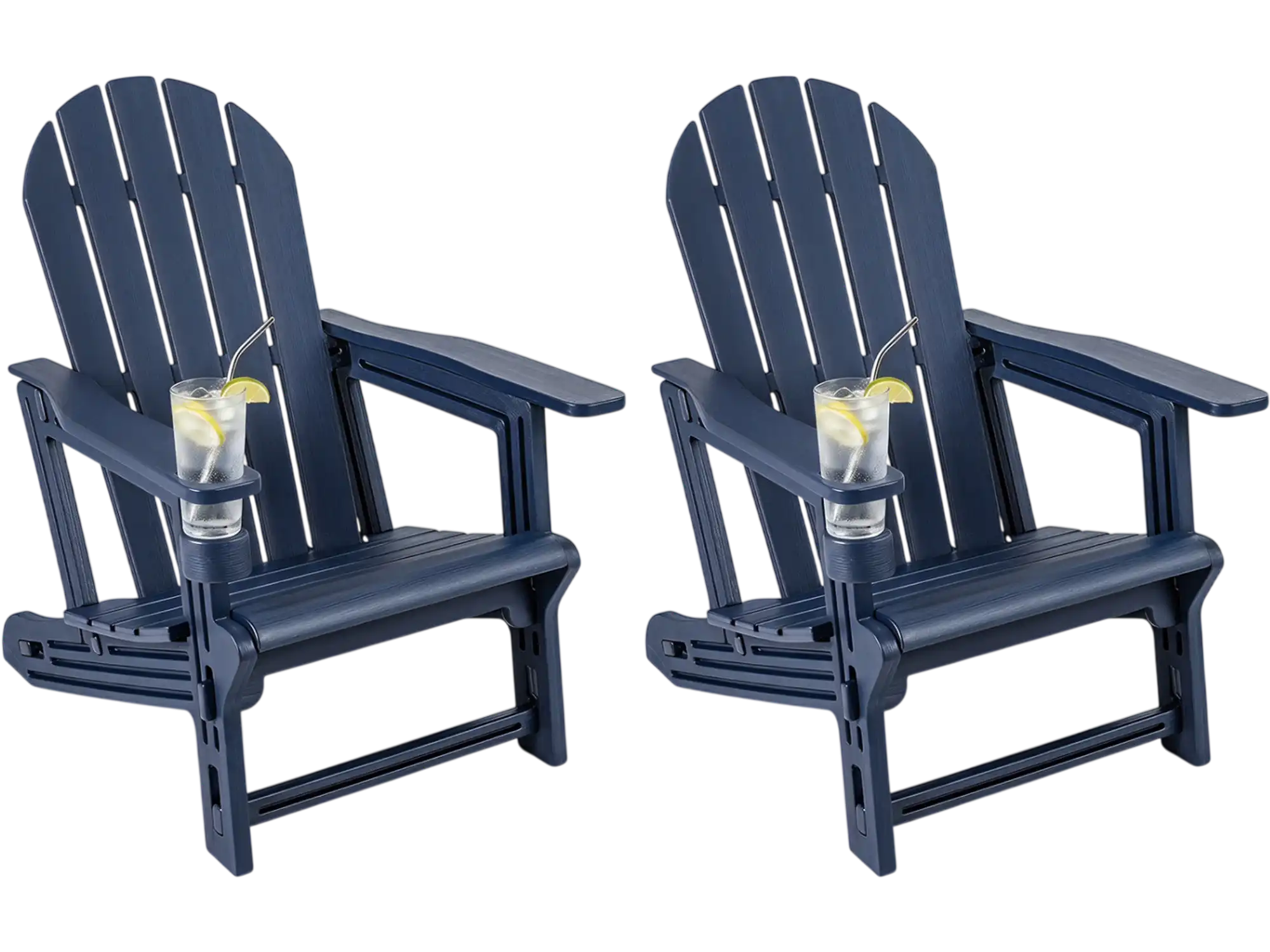 Costway Set of 2 HDPE Adirondack Chairs w/ Cup Holder Wood Texture Patio 14078749 New