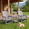 Set of 2 HDPE Adirondack Chair with Cup Holder and Wood-Like Texture  for Garden-Gray - Gallery View 1 of 10