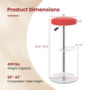 Height-adjustable red swivel bar stool dimensions with 400 lbs capacity, suitable for tables 35"-43" high.