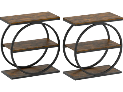Costway Set of 2 Industrial Faux Marble Side Tables Metal Frame Small Spaces 32597299 New