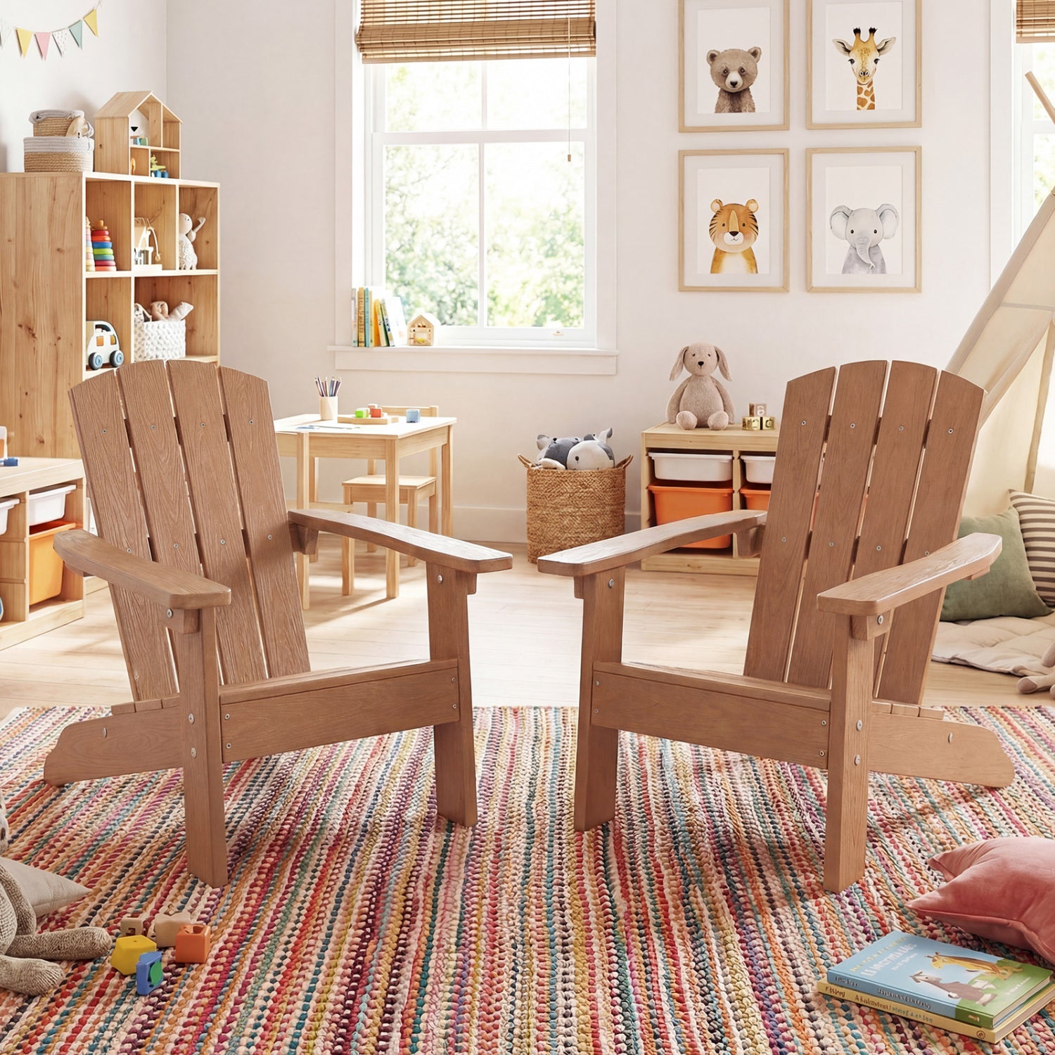 Costway Set of 2 Kids Adirondack Chairs High Back Armrests