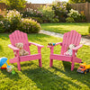 Set of 2 Kids Adirondack Chairs All-weather Outdoor Chairs for Children with Tilted High Backrest-Pink - Gallery View 1 of 9