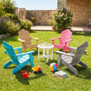 Colorful set of 2 kids Adirondack chairs with tilted high backrest, perfect for outdoor relaxation in the backyard.