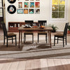 Black kitchen armless dining chairs with slatted high backrests, perfect for modern dining spaces.