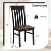 Black armless dining chair with slatted high backrest, dimensions 15.5" x 17.5" x 38", supports up to 330 lbs.