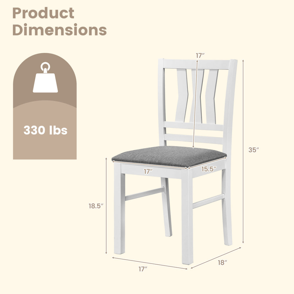 Linen-style upholstered dining chair with solid rubber wood frame, slatted backrest, supports up to 330 lbs.