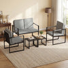 Set of 2 gray Mid Century Modern single sofa chairs with cushions, featuring sturdy metal frames for versatile seating.