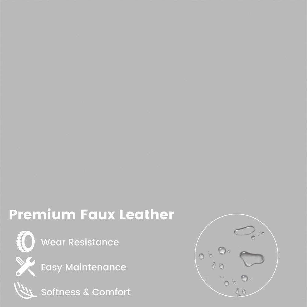 Gray premium faux leather texture showcasing wear resistance and easy maintenance for stylish sofa chairs.