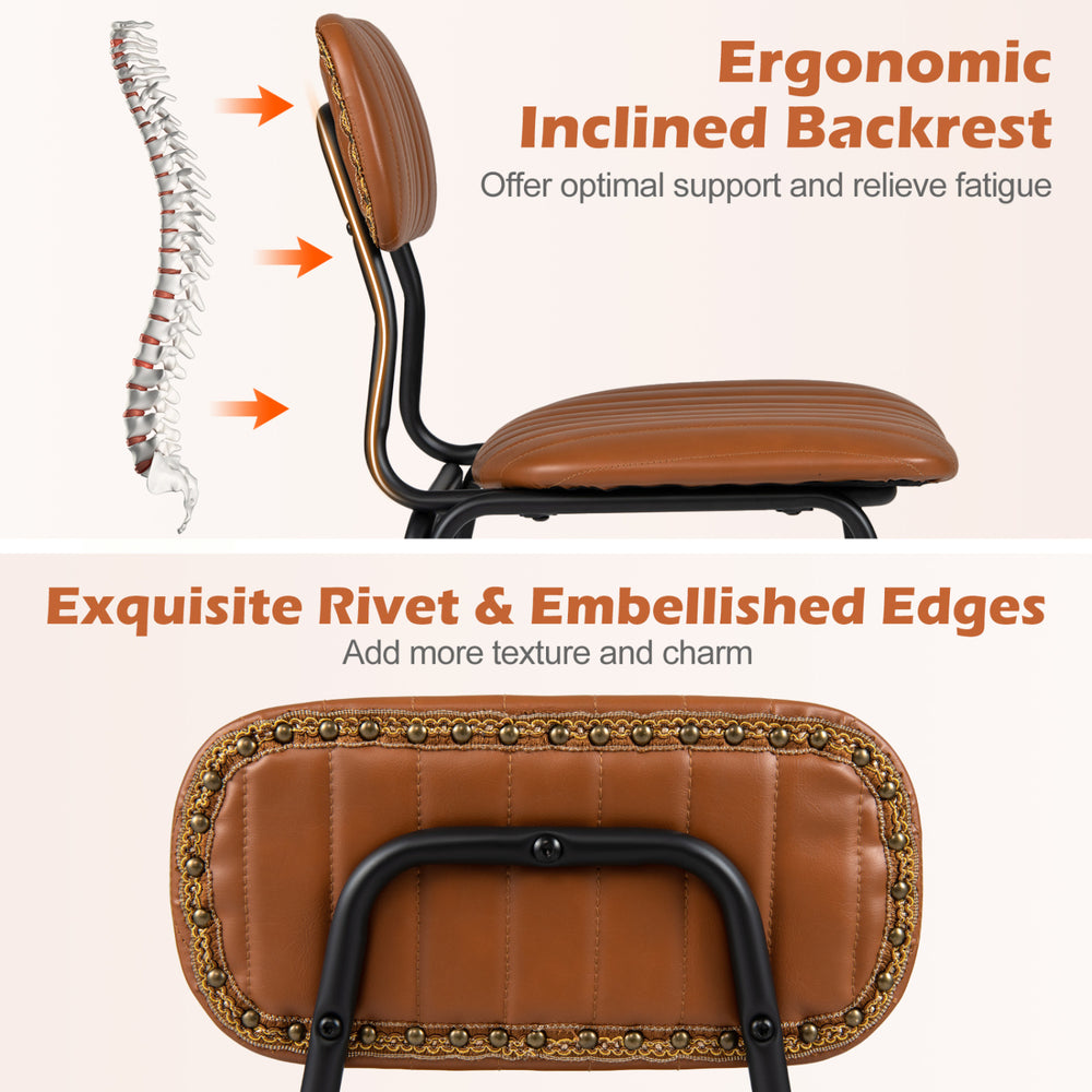 Modern dining chair set featuring ergonomic inclined backrest and exquisite rivet edges for stylish comfort and support.