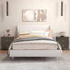 Modern nightstand in rustic brown showcasing a wide tabletop and two drawers, ideal for stylish storage in small spaces.