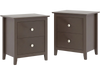 Set of 2 rustic brown modern nightstands with two drawers, ideal for small spaces and versatile for any room.
