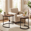 Set of 2 modern round nesting coffee tables in light brown, perfect for living room or bedroom, featuring a vintage.