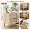Modern wooden end table with two storage drawers, featuring a spacious tabletop for versatile use in any room.