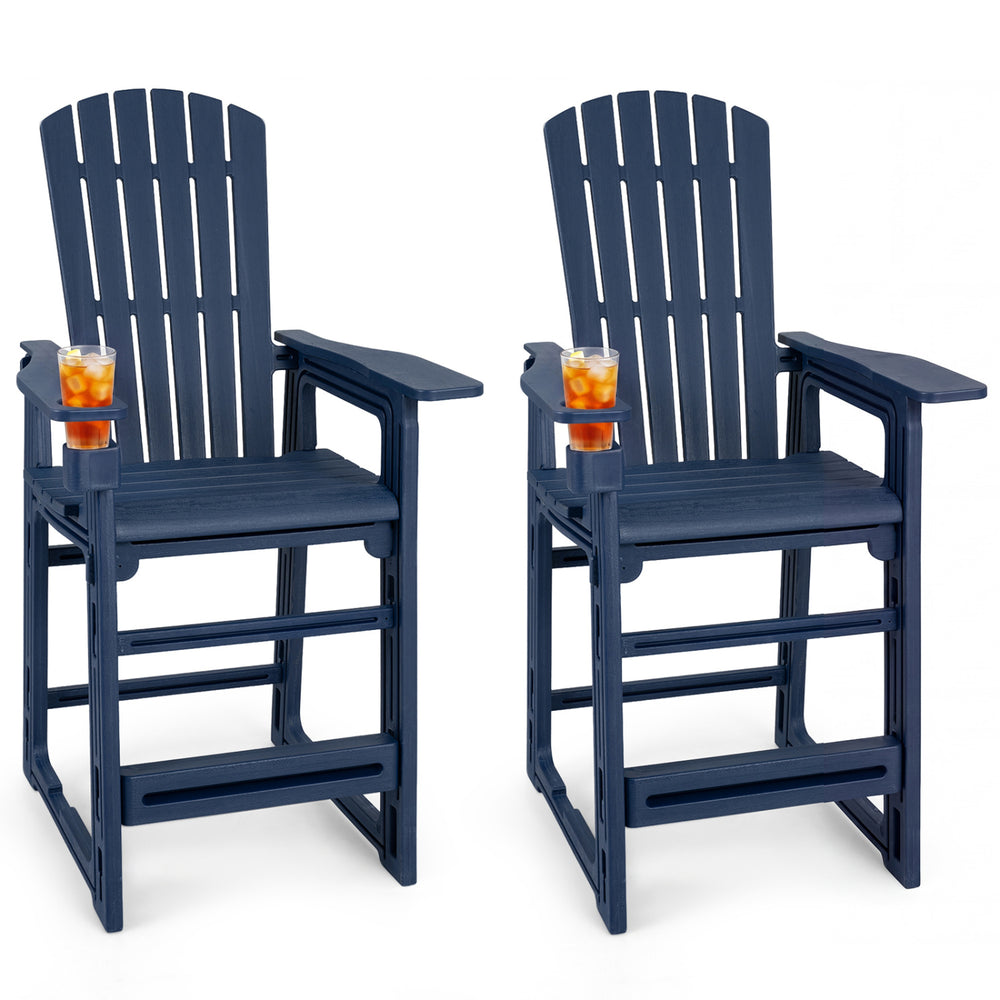Set of 2 Outdoor 29 Inch Height Bar Stool with Backrest and Armrests-Blue - Gallery View 1 of 1