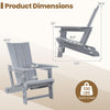 Adirondack chair with a curved backrest and built-in cup holder, made of durable HDPE plastic for outdoor use.