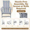 Adirondack chair set of 2 in gray with cup holder, made of all-weather HDPE plastic for outdoor patio use.