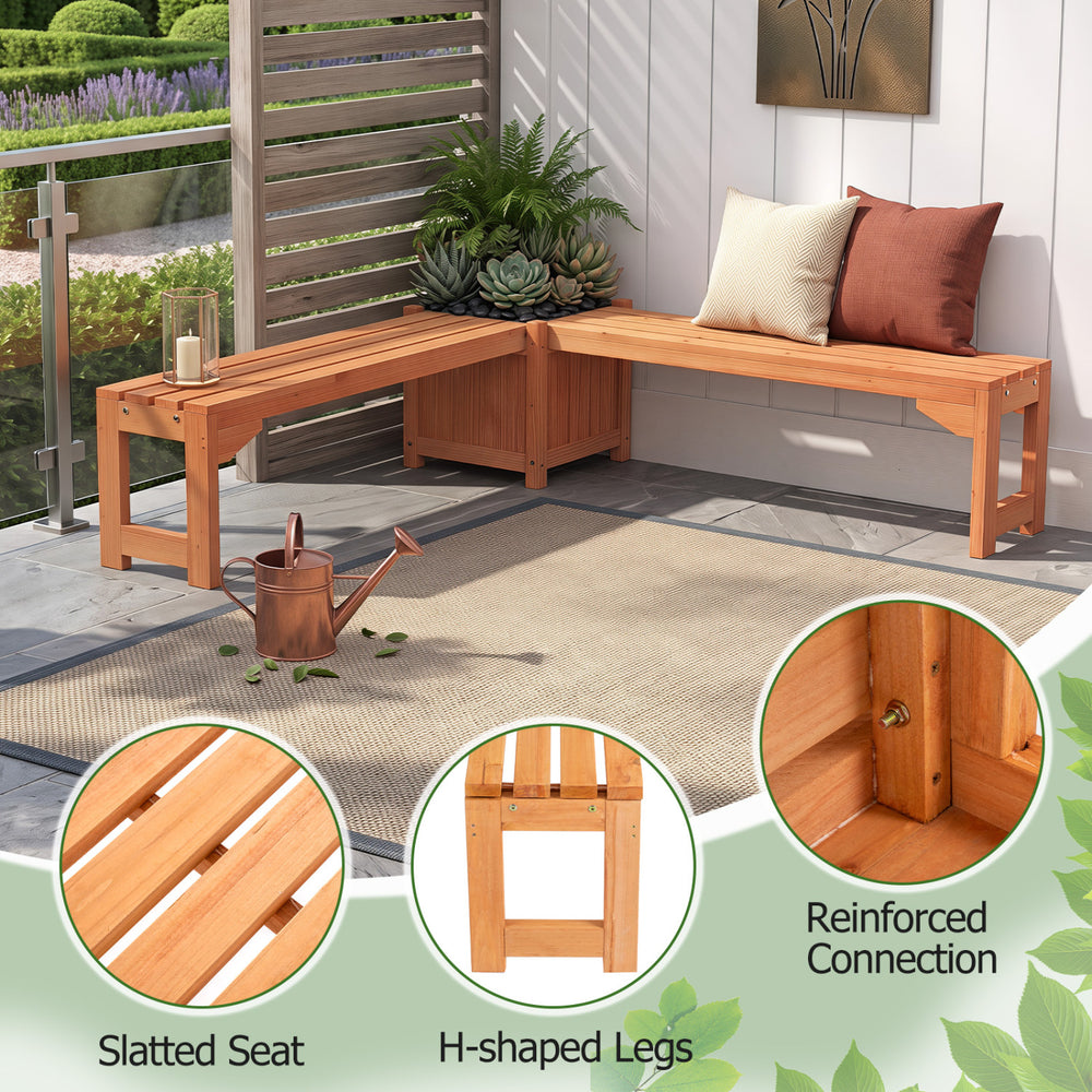 Outdoor bench set with slatted seat, H-shaped legs, and detachable bottom plates, perfect for gardens and backyards.
